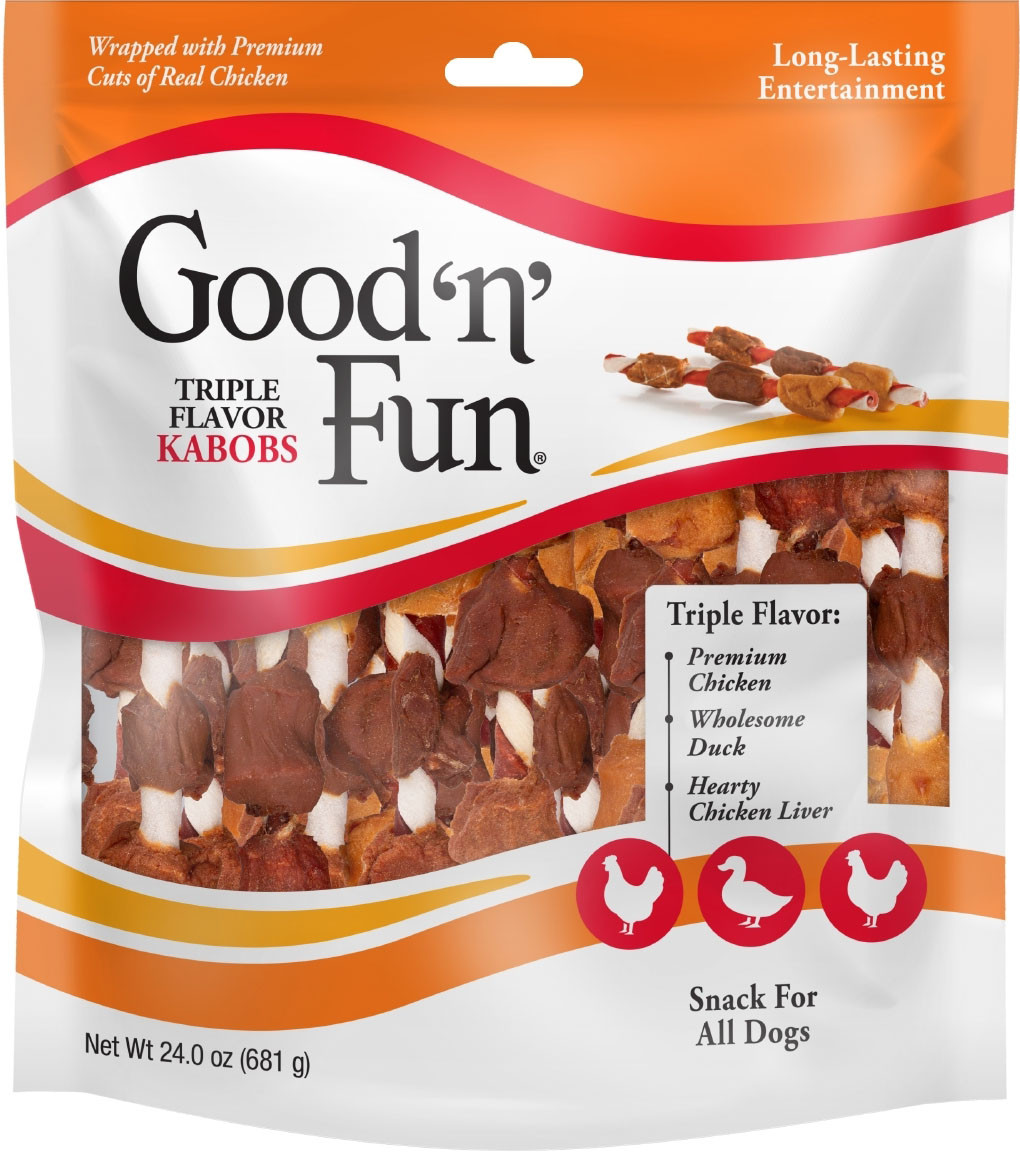 GOOD 'N' FUN TRIPLE FLAVOR KABOBS | CHICKEN/DUCK/LIVER | 24 OZ