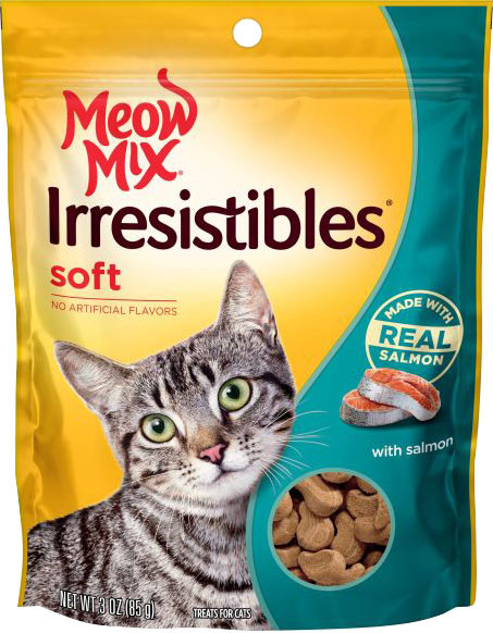 MEOW MIX IRRESISTIBLES CAT TREATS | SALMON | 3 OZ | 077055