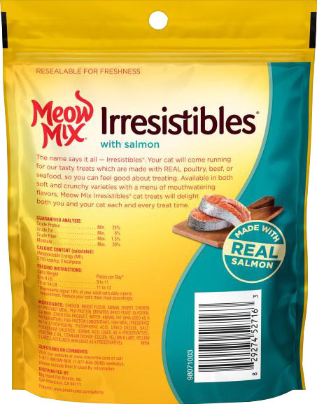 MEOW MIX IRRESISTIBLES CAT TREATS | SALMON | 3 OZ | 077055