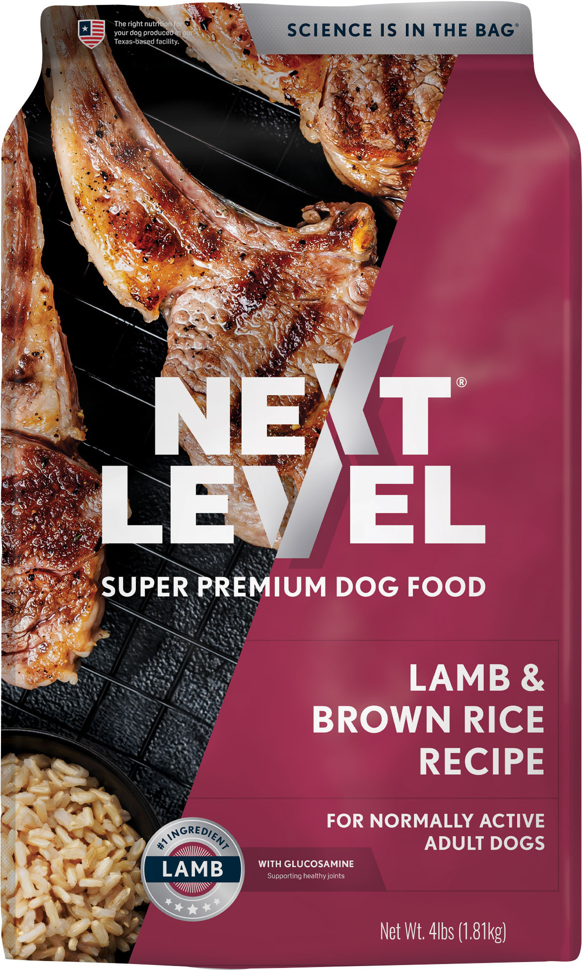 NEXT LEVEL NORMALLY ACTIVE DOG FOOD | LAMB/BROWN RICE | 15 LB