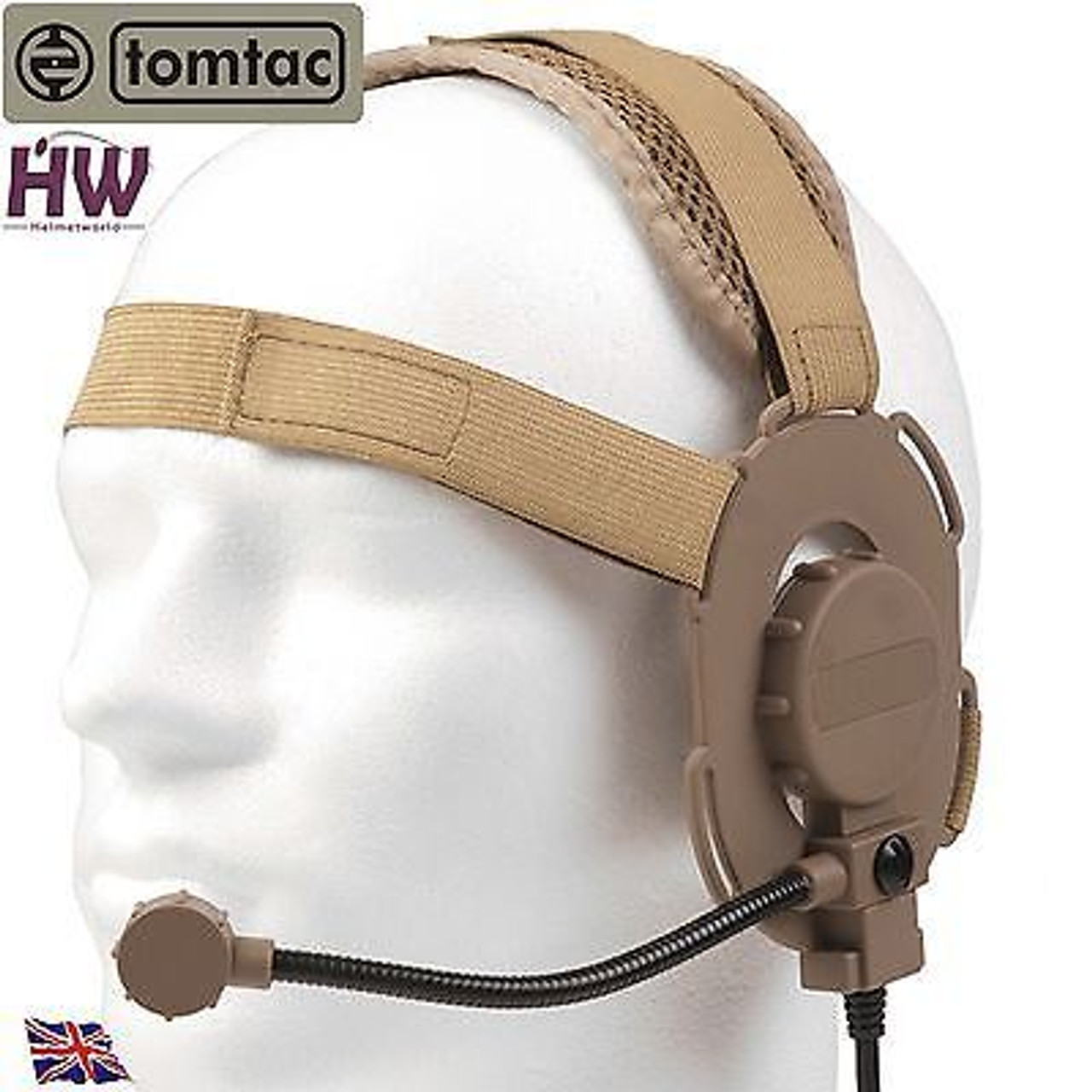 Tomtac Bowman Evo Iii 3 Headset Boom Mic Tan Sand De Helmet Radio Uk