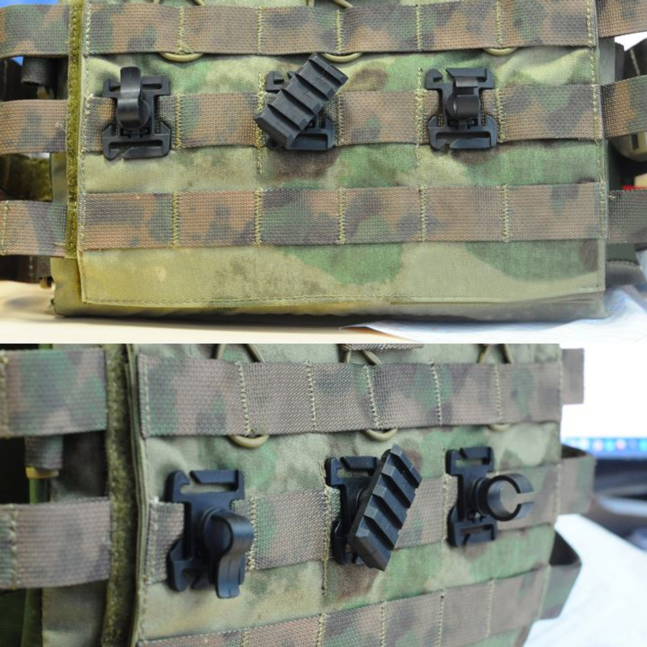 Molle 1" / 25Mm Webbing Adapters Set Black Clip Torch Rail Rig Vest