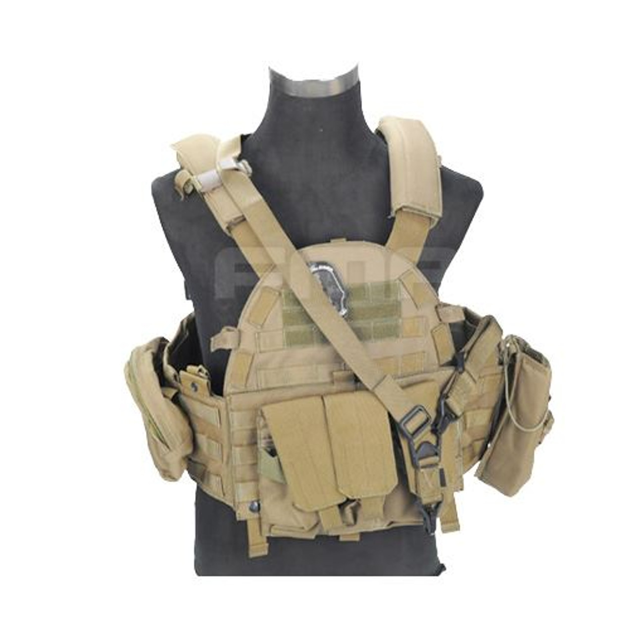 Shoulder Mount Sling Fixed Anchor Hook Clip Molle Chest Rig Fg Green