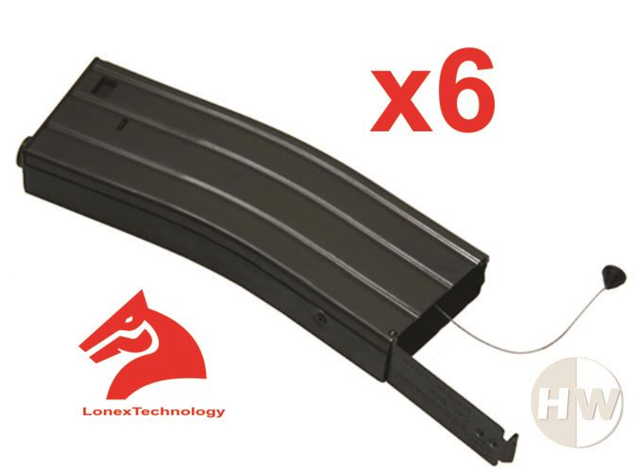 M4 M16 Scar Metal Black Lonex Flash Magazine Mag 360Rds Asg X6 Pull Cord