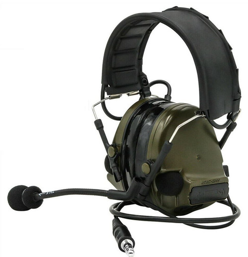Airsoft tomtac comtac iii 3 headset mic boom radio peltor design Green OD left right gel
