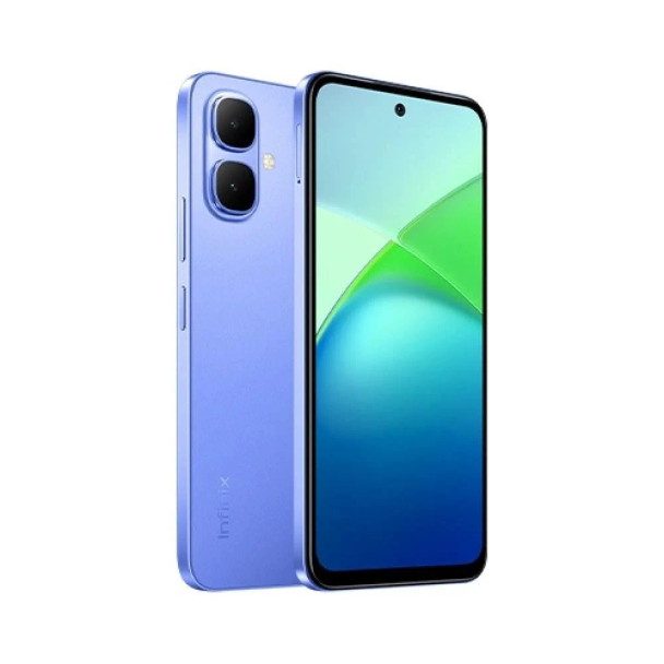 Infinix Smart 10 4G DS 4/64GB Blue 4G dual-SIM smartphone with 6.67" IPS HD+ display (720×1600, 120 Hz), 4 GB RAM + 64 GB storage, Unisoc T7250 processor, 8 MP front & rear cameras, 5000 mAh battery, and USB-C charging.