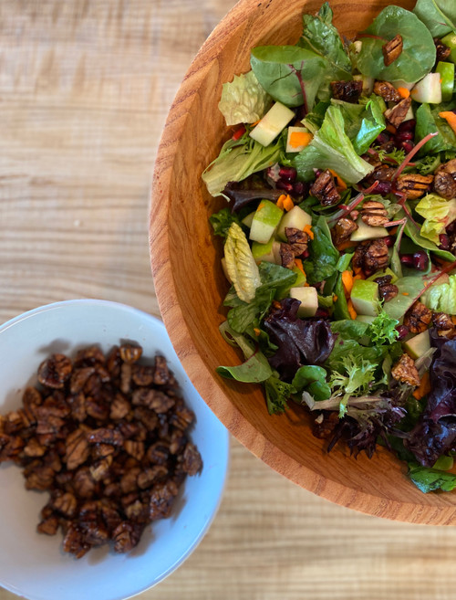 Maple Balsamic Glazed Roasted Pecans