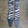 Colonial Leather Black & White Faux Zebra Fur Guitar Strap