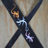 Colonial Leather Lizards Embroidered Black Suede Guitar Strap
