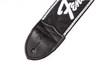 Fender Running Logo Strap, Black/White Logo, 2"