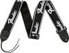 Fender Running Logo Strap, Black/White Logo, 2"