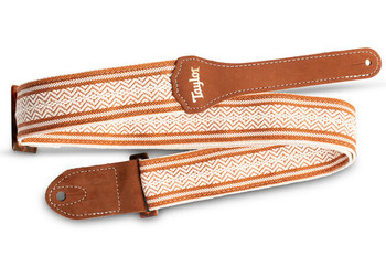 Taylor 2" Academy Jacquard Leather Guitar Strap - White/Brown