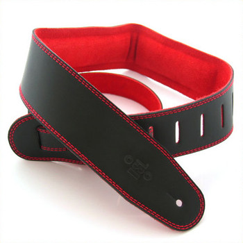 DSL 2.5" Padded Suede Black/Red Guitar Strap