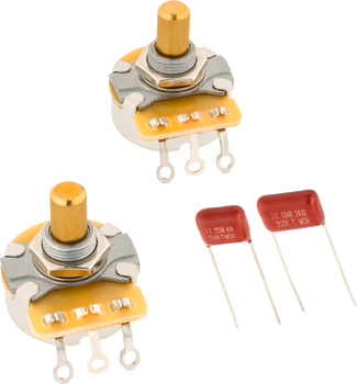 Fender Telecaster Solid Shaft Potentiometer and Capacitor Kit, 2-Pack Fender Telecaster Solid Shaft Potentiometer and Capacitor Kit, 2-Pack