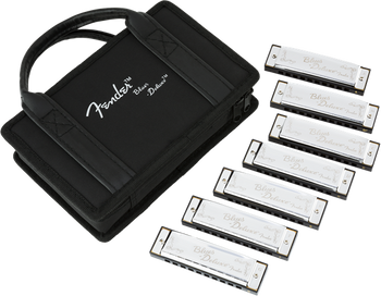 Fender Blues Deluxe Harmonica, Pack of 7, with Case