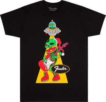 Fender Ugly Christmas Tee Alien, Black, Large