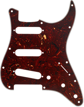 Fender Stratocaster Pickguard, SSS, Tortoise Shell, 4-Ply, 11-Hole, Modern Style
