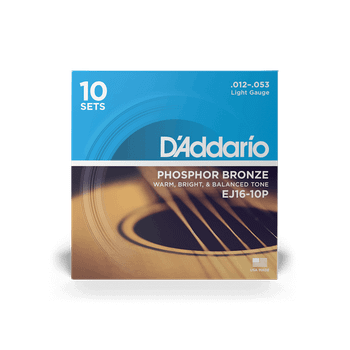 D'Addario EJ16-10P Phosphor Bronze 12-53 10-Pack
