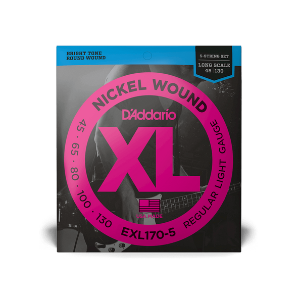D'Addario EXL170-5 Nickel Wound Bass 5- String Set 45-130 Long Scale