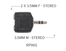 Carson RP965 3.5 stereo jack plug (M) to 2 x 3.5 stereo sockets (F)