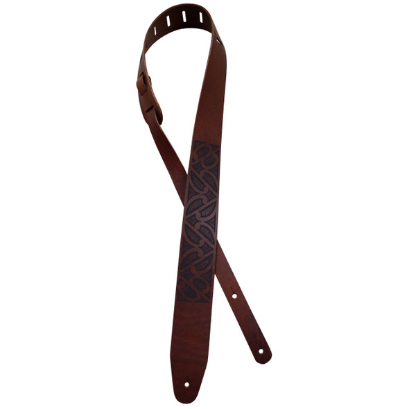 Colonial Leather Tribal Laser Etched Leather Guitar Strap