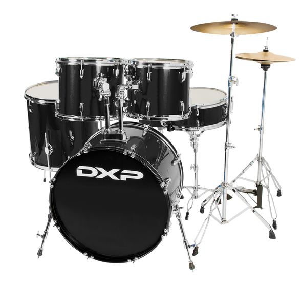 DXP Pioneer Series Drum Kit Package with Stool & Cymbals - Black