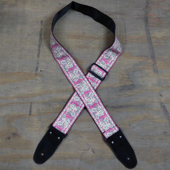 Colonial Leather Jacquard Guitar Strap - Pale Pink