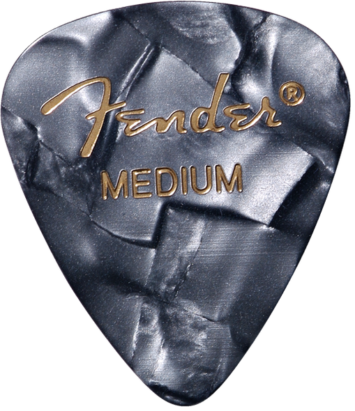 Fender Premium Celluloid 351 Shape Picks, Medium, Black Moto, 12-Pack