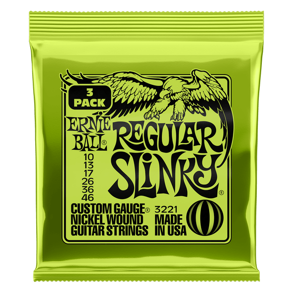 Ernie Ball Regular Slinky Electric Guitar Strings 10-46, 3-Pack