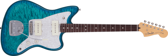 Fender 2024 Collection Made in Japan Hybrid II Jazzmaster, Rosewood Fingerboard, Quilt Aquamarine