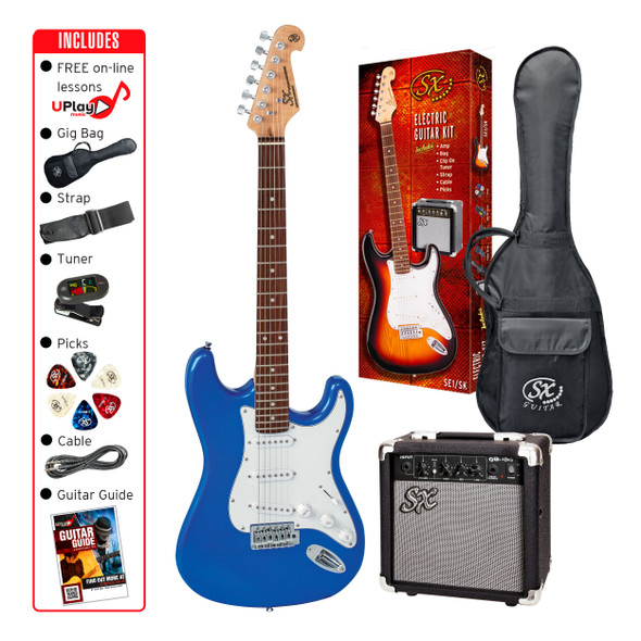 SX SE1SKEB Electric Guitar Pack - Electric Blue