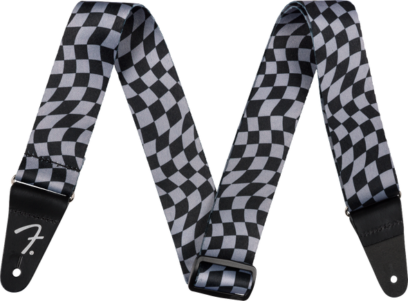 Fender Wavy Checkerboard Polyester Strap, Gray