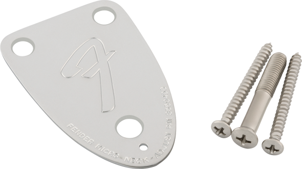 Fender '70s Vintage-Style 3-Bolt "F" Stamped Guitar Neck Plate, Chrome