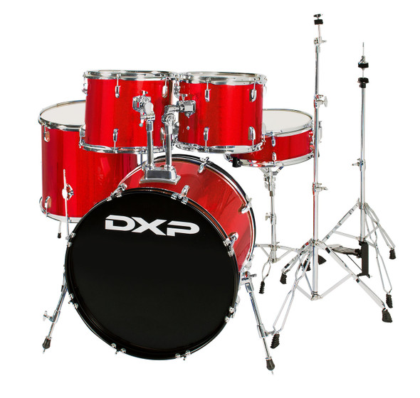 DXP TXP35CAS Pioneer Series 5-Piece Drum Kit with Bonus Cymbals & Stool - Candy Apple Sparkle