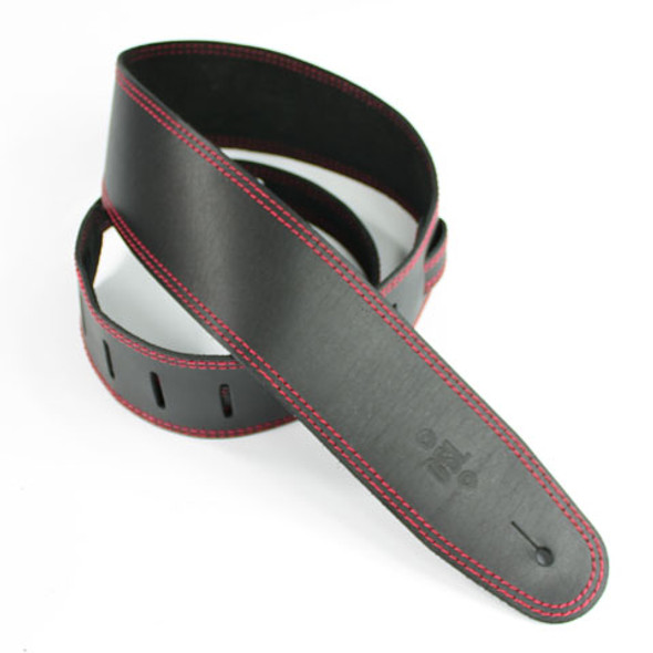 DSL 2.5" Single Ply Black/Red Stitch Guitar Strap