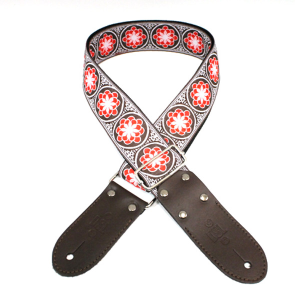 DSL Jacquard JAC20-FLOWER-RED Red/Brown Weave Guitar Strap