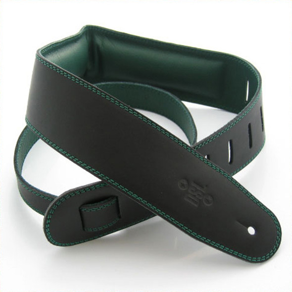 DSL 2.5" Padded Garment Black/Green Guitar Strap