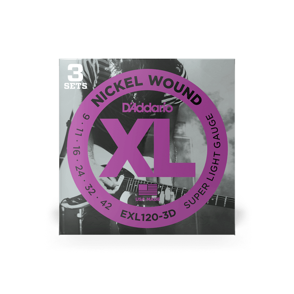D'Addario Electric Strings EXL120-3D Pack of 3