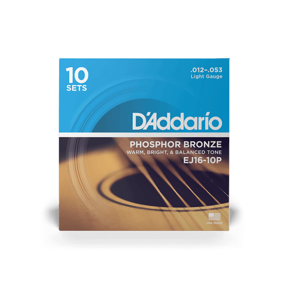 D'Addario EJ16-10P Phosphor Bronze 12-53 10-Pack