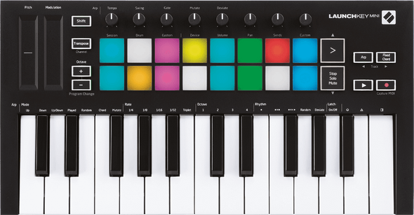 25 NOTE MINI KEYBOARD16 VELOCITY-SENSITIVE RGB