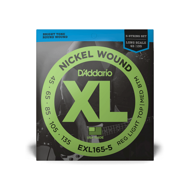 D'Addario EXL165-5 Nickel Wound Bass 5-String Set 45-135 Long Scale