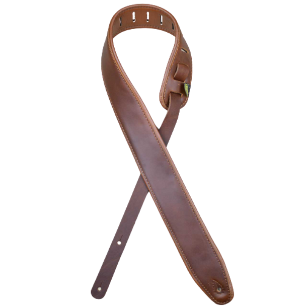 Colonial Leather 2.5" Upholstery Padded Guitar Strap - Brown/Tan