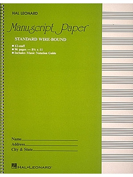 Manuscript Paper - Standard Wirebound (Green Cover)