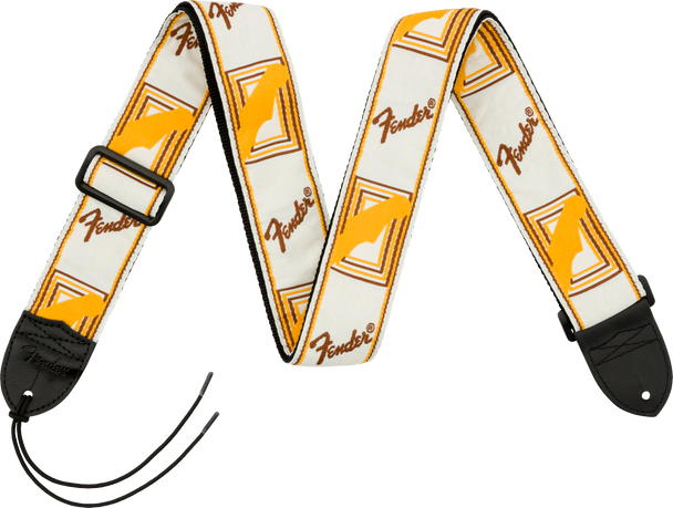 Fender 2" Monogrammed Strap, White/Brown/Yellow