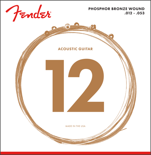 Fender 60L Phosphor Bronze Acoustic Guitar Strings, Ball End .012-.053