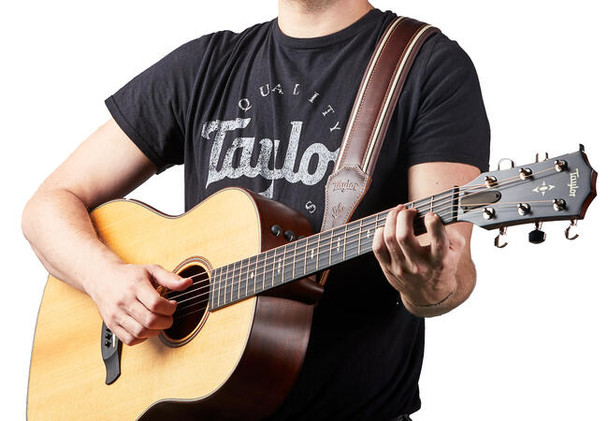 Taylor Century 2.5" Leather Guitar Strap - Cordovan/Cream