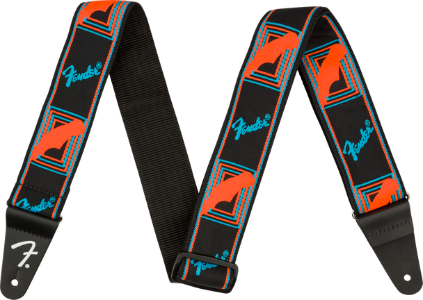 Fender Neon Monogrammed Strap, Blue/Orange