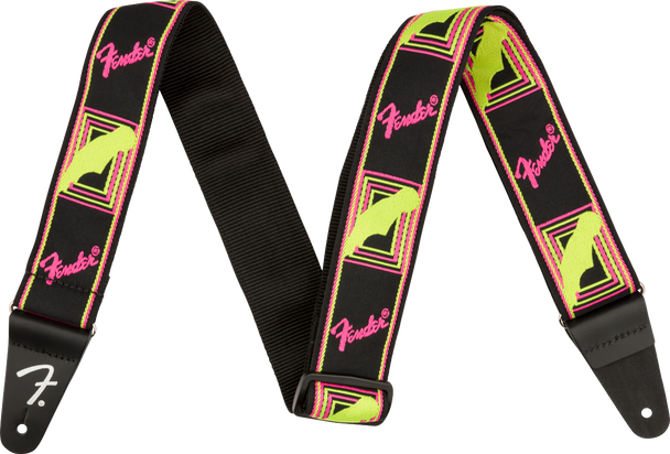 Fender Neon Monogrammed Strap, Yellow/Pink