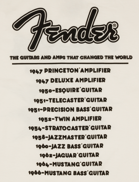 Fender® World Tour T-Shirt, Vintage White, L