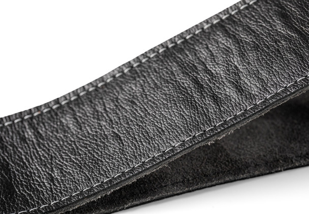 Taylor 2.5" Black Leather Guitar Strap - Black, Suede Back